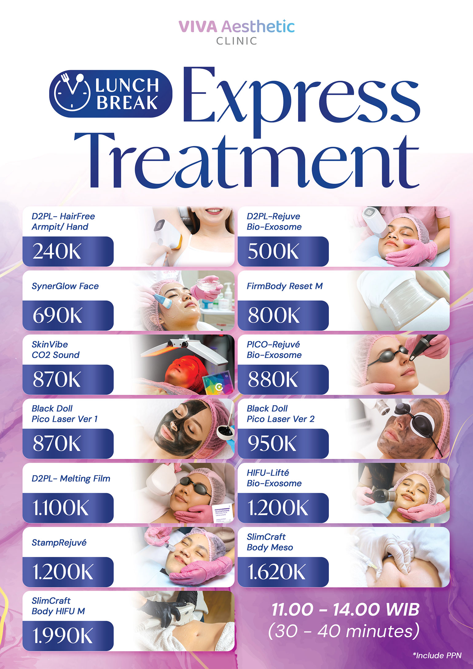 VAC Menu - Lunch Break Express Treatment (New)